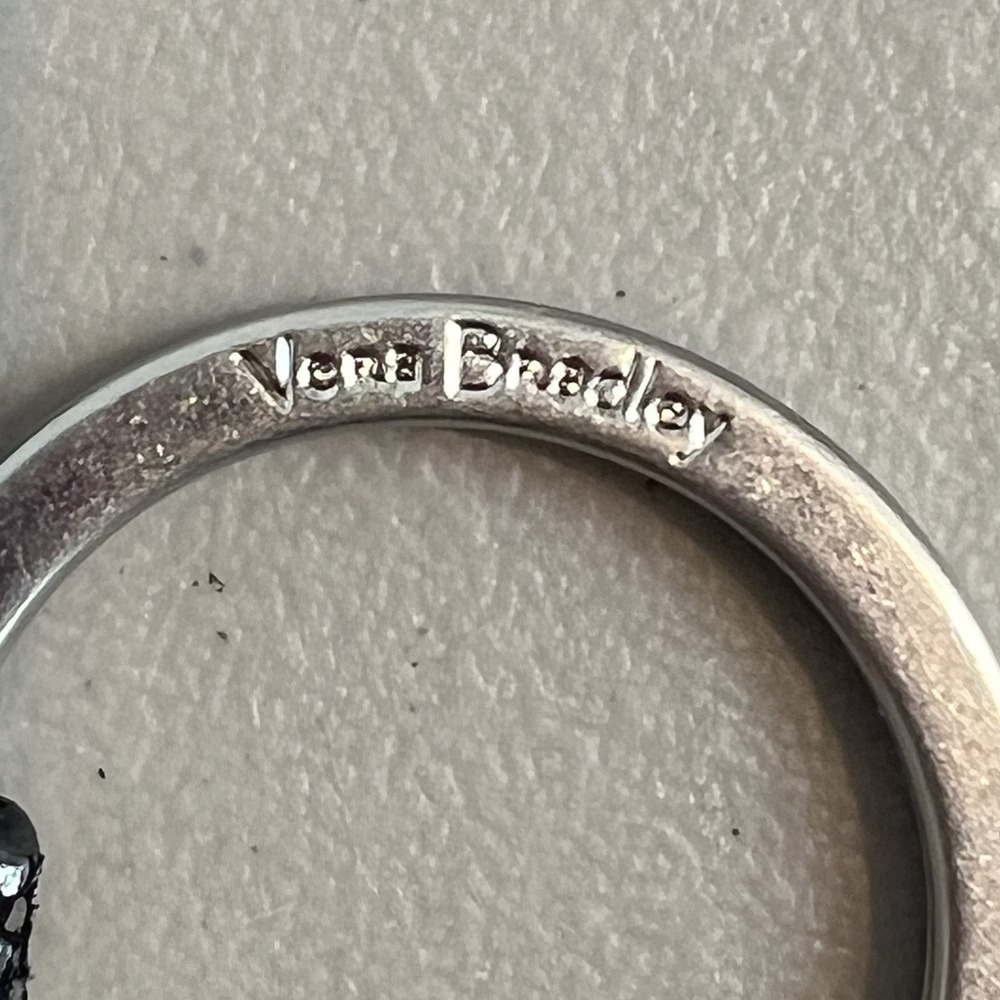 Vera Bradley Black Glitter Heart Keychain 2" with Snap - Picture 5 of 10